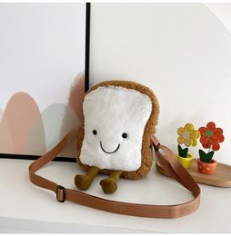 Cartoon Plush Toast Bread Children's Shoulder Bag Cute Furry Baby Girls Small Messenger Bags Boys Kids Pouch Wallet Handbags