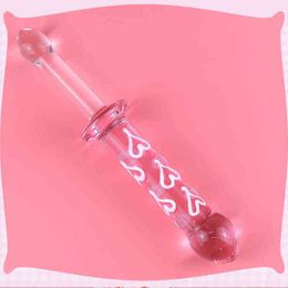 NXY Dildos Pink Heart Glass Anal Dildo Sex Toy Butt Plug Penis for Woman Men Crystal Massager Gay Adult Product Masturbation 0121