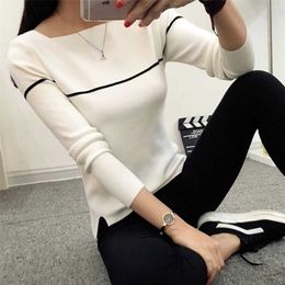 In the spring of Korean women short sweater loose all-match long sleeved Pullover Sweater slim coat primer 211011