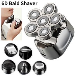 6 in 1 Electric Shaver Rechargeable Men's Razor portable 6 Floating blade Heads Nose hair beard trimmer cutting machine P0817