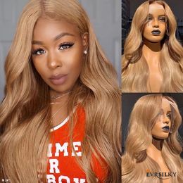 Ombre Human Hair Wigs For Women Honey Blonde Lace Front Wigs 180% Density Peruvian Body Wave #27 Coloured 13x6 Laced Frontal Wig