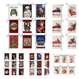 47*32cm Christmas Garden Flag courtyard Banner Flags Santa Claus linen 42style double-sided holiday decorations By sea T2I52845