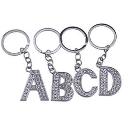 Keychains Alloy Shiny Rhinestone 26 Letter Keychain Creative Small Gift Mobile Phone Schoolbag Car Pendant Fun