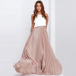 Fashion Pleated Skirts Women Zipper Waist A Line Floor Length Long Skirt Chiffon Maxi Custom Made Faldas Saia