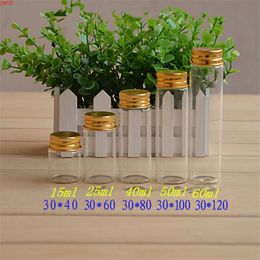 15ml 25ml 40ml 50ml 60ml Mini Glass Bottles With Aluminium Screw Cap Empty Metal Lids Vials Jars 50pcs Free Shippinghigh qty