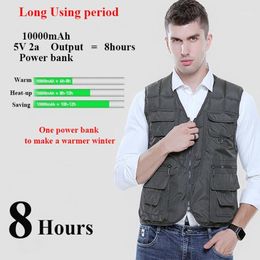 Outdoor T-Shirts Heating Warm Vest Graphene Carbon Fiber USB Smart Washable Size Adjustable Charging Heated Clothing Dropship