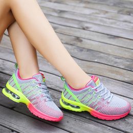 Newest Arrival Fly women sports running shoes black blue purple yellow red pink trendy casual cushion women's outdoor jogging walking