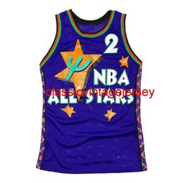 Stitched Men Women Youth rare 1995 all star game #2 larry johnson custom jersey Embroidery Custom Any Name Number XS-5XL 6XL