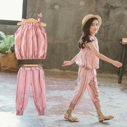 2021 New girl cloth +short pants 2pc/set girls baby children summer fashion clothes hot sales students 110-160 Y0705