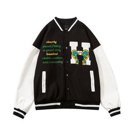 Baseball Jacket Mens Hip Hop Harajuku Streetwear Letter Embroidery Casual Cotton College Bomber Fashion Men Clothing 211214