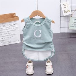 Summer Outfits Toddler Boy Clothing Casual Children Sleeveless Set G Letter Baby Boys Sport Wear Kids Tracksuit X0802