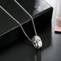 Pendant Necklaces Titanium Steel Ring For Women Men Trendy Fashion Hip Hop Matte Neckalce Simple Jewelry Gifts