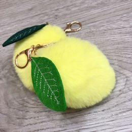 Creative fruit and lemon hair ball key chain pendant mango Plush luggage Pendant