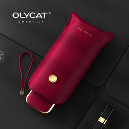 Olycat Flat Cute Mini Umbrella Five Folding UV Rain Women Portable Summer Outdoor Pocket Sun Umbrellas Girls Gift