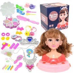 Kids Makeup Toy Elf Makeup Princess DIY Head Mannequin Set Multi Style Hairstyle Doll Girl Hair Dress Up Toy Gift For Girls Coffret Maquillage Enfant