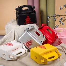 -Chinesische Takeout Box Tower Print Handtasche für Frauen Neuheit Nette Mädchen Schulter Messenger Bag Weibliche Totes Geldbörse Kreuzkörper