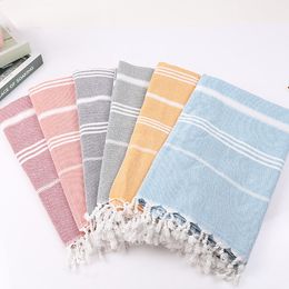 Striped Cotton Turkish Sports Bath Towel women with Tassels Travel Gym Camping Bath Sauna Beach Gym Pool Blanket Absorbent