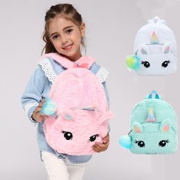 Children School Bags Cartoon Print Plush Kids unicorn Backpack Kindergarten Boys and Girls Mini Book Backpacks 0109