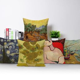 Cushion/Decorative Pillow Cushion Cover American Style Country Oil Painting Covers Decorative Abstract Scenery Case Sofa Car Home Decor