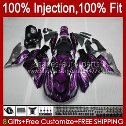 Injection Body For KAWASAKI NINJA ZX 14R 14 R ZZR 1400 CC 2006 2007 2008 2009 2010 2011 4No.115 ZZR1400 ZZR-1400 06-11 ZX-14R ZX14R 06 07 08 09 10 11 OEM Fairing dark purple