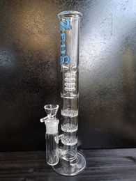 Straight Tube Glass Bong Triple Layer Comb Perc Hookah Percolator Water Pipes Ice Catcher Heady Oil Dab Rig hot selling