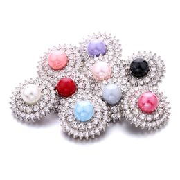 Wholesale mix Acrylic Snap Buttons Clasp 18mm Metal Rhinestone Decorative sunflower Button charms for DIY Snaps Jewellery Findings factory suppliers