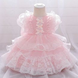 Lolita Baby Girls Lace Tutu Dress for Toddler Princess First Birthday Girl Lovley Kids Clothing 210529