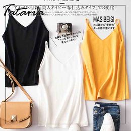 Knitting Spaghetti Strap Top Women Halter V Neck Camisole Women'S Basic Casual Sleeveless Knited Tank Tops Summer Female 210514