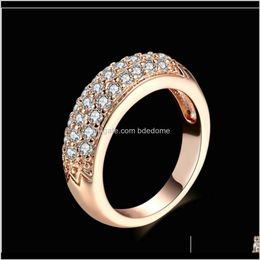 Couple Rings Jewellery Drop Delivery 2021 Fashion Ring Channel Setting More 2Mm Zircon Brass Meterial Rose Gold Plated For Woman Five Size Choo