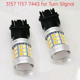 T25 3157 1157 7443 LED Bulb Car Turn Signal Brake Dual Colour Light 45SMD 2835LED Auto Driving Turning Lamp 12V White Yellow