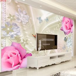 Custom 3D Photo Wallpaper Wall Painting Waterproof Silk Cloth Rose Flower Mural Wallpapers For Living Room Sofa TV Backgroundgood quatity
