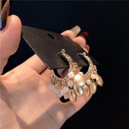 Dangle & Chandelier Handmade Pearls Hoop Earrings Champagne Colour Personality Luxury New Jewellery Brincos