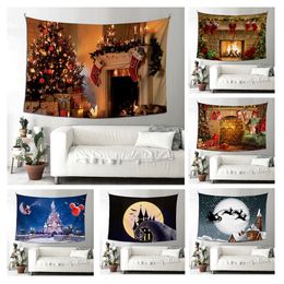 Christmas Themed Fireplace Backdrop, Halloween Tapestries, Photo Background Studio Prop 150*200CM