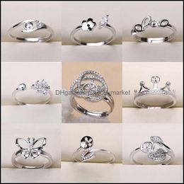 Jewellery Settings Fashion Diy Pearl Rings 925 Sliver Ring For Women 9 Styles Adjustable Size Christmas Gift Drop Delivery 2021 Iv3J1