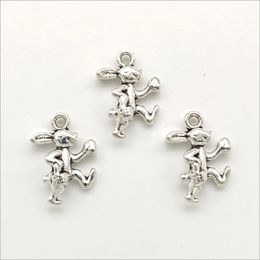 Lot 100pcs Little Rabbit Antique Silver Charms Pendants for Jewellery making Earring Necklace Bracelet Key chain accessories 15*10mm