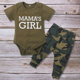 Kids Children's Sets Boy Girls Baby Clothing Short-sleeved Bag Fart Clothes Romper Camouflage Trousers 3 piece Suit