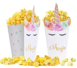 Unicorn Birthday Party Supplies Popcorn Box Mermaid Candy Cookie Container For Baby Shower, Theme Partys Favors Decoration