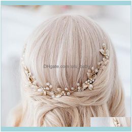 bridal bands Canada - Headbands Jewelryrhinestone Beads Headband Pearls Comb Clips Bridal Aessories Wedding Crown Bands For Women Hair Jewelry Forseven Drop Deliv