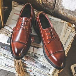 Brogue Shoes Men lace up Formal Italian Brand Business Shoes Men Oxford genuine Leather Coiffeur Wedding Dress Elegant Shoes Men