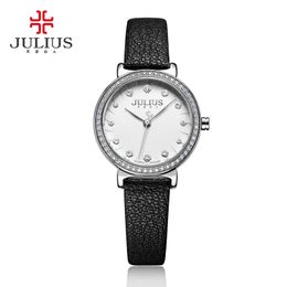 mens watch 2018 Julius Watch For Women Quartz Wristwatch With Diamond Red Leather Strap Relogio Feminino Fashion Clock Dropshipping JA-965