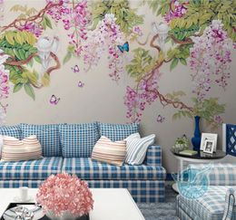 Custom 3D Photo Wallpaper Wisteria flower butterfly Living Room Sofa TV Background Mural Wall Paper Decor