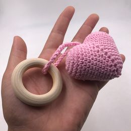 DIY Hand Knitting Natural Wooden Baby Pacifiers Teether Infant Feeding Teething Newborn Teeth Practise Toys Bracelet Accessories 3322 Q2