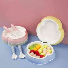 Baby bowl + spoon + fork feeding tableware not contain BPA children's eating tableware set anti-scalding training plate G1210