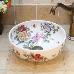 Samll size 35cm Ceramic Art Basin Sink Counter Top Wash Basin Bathroom Vessel Sinks vanities washing basin for hotel