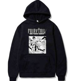 Fairy Tail Hoodies Japanese Anime Men Women Sweatshirt Harajuku Cartoon Hoodies Streetwear Hip Hop Black Hoodies H1227