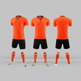 custom 2021 Soccer Jersey Sets Men's and women's adult orange sports training customized football shirt team uniform 04
