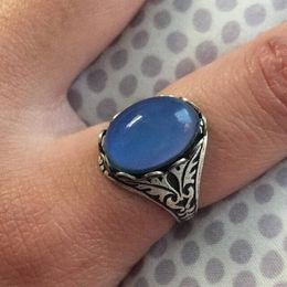 2021 Mood Ring Changing Colour for Adults Antique Silver Vintage Statement Rings Women Size 5 6 7 8 9 10 11 12