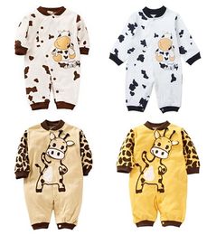 Jumpsuits Born Girl Boy Rompers Cows Cute Cotton Sleepwear Long Sleeve Autumn Cartoon Cow Romper For Baby Boys 0-24M Gift