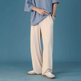 Mens Korean Ice Silk Harem Pants 2021 Summer Streetwear Joggers Harajuku Sweatpants Hip Hop Casual Pant Black/Khaki/Navy blue X0723
