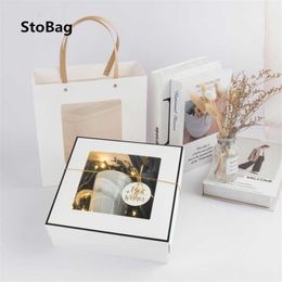 StoBag 5pcs White/Black/Pink/Orange Gift Boxes Valentine's Day Packaging Handmade Specially For Party Baby Shower Wedding Favor 210602